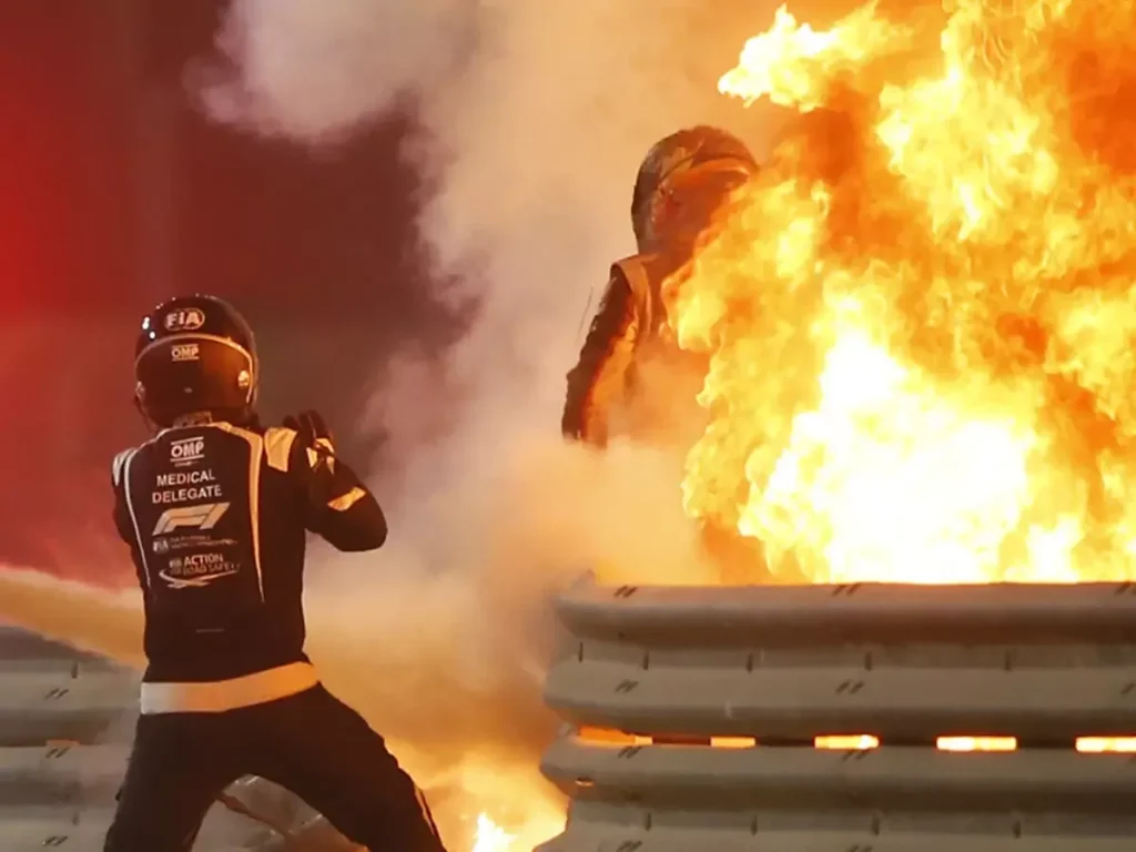 Foto zur News: Horror-Detail zu Grosjean-Crash: 