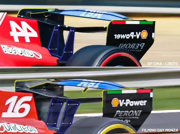 Photo for the news: F1: The Macarena rear wings of Ferrari and Red Bull compared